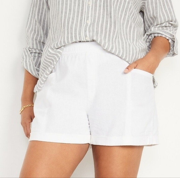 Old Navy Pants - 4X • Old Navy • High-Waisted Linen-Blend Shorts -- 3.5-inch inseam